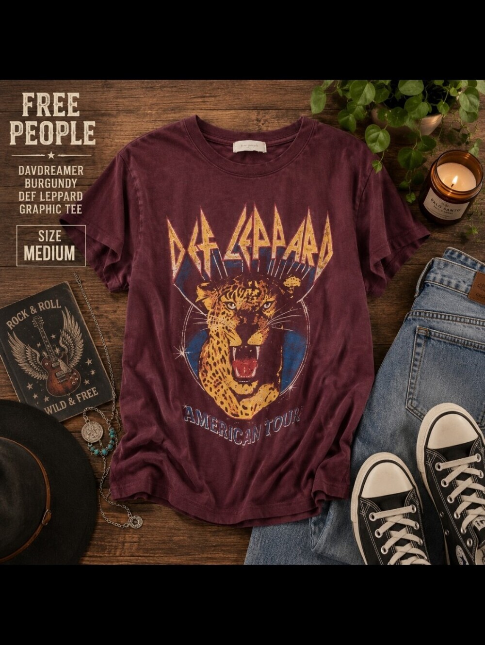 Daydreamer Burgundy Def Leppard Graphic Tee
